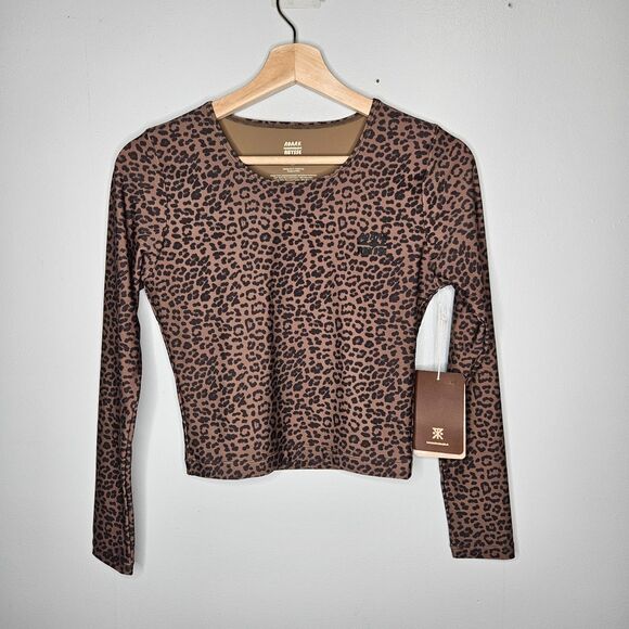 ROARK x ABYSSE Poppler Rashguard Surf Swim Top Women's Medium Mocha Leopard NEW - Picture 2 of 11